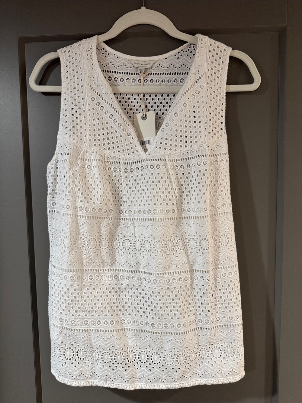 Lucky Brand White Eyelet Tunic Top